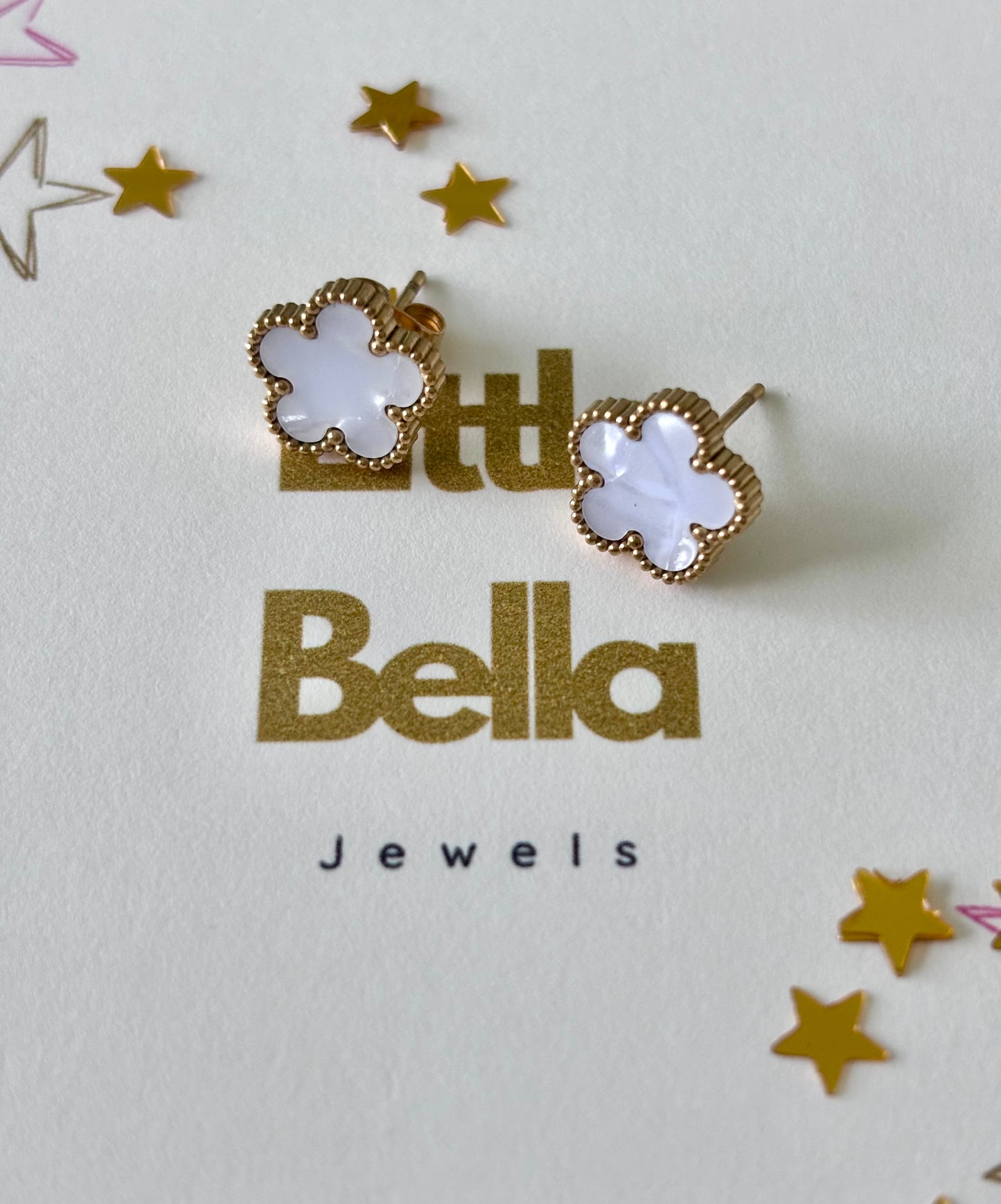 Blossom Flower earrings,White - Little Bella Jewels