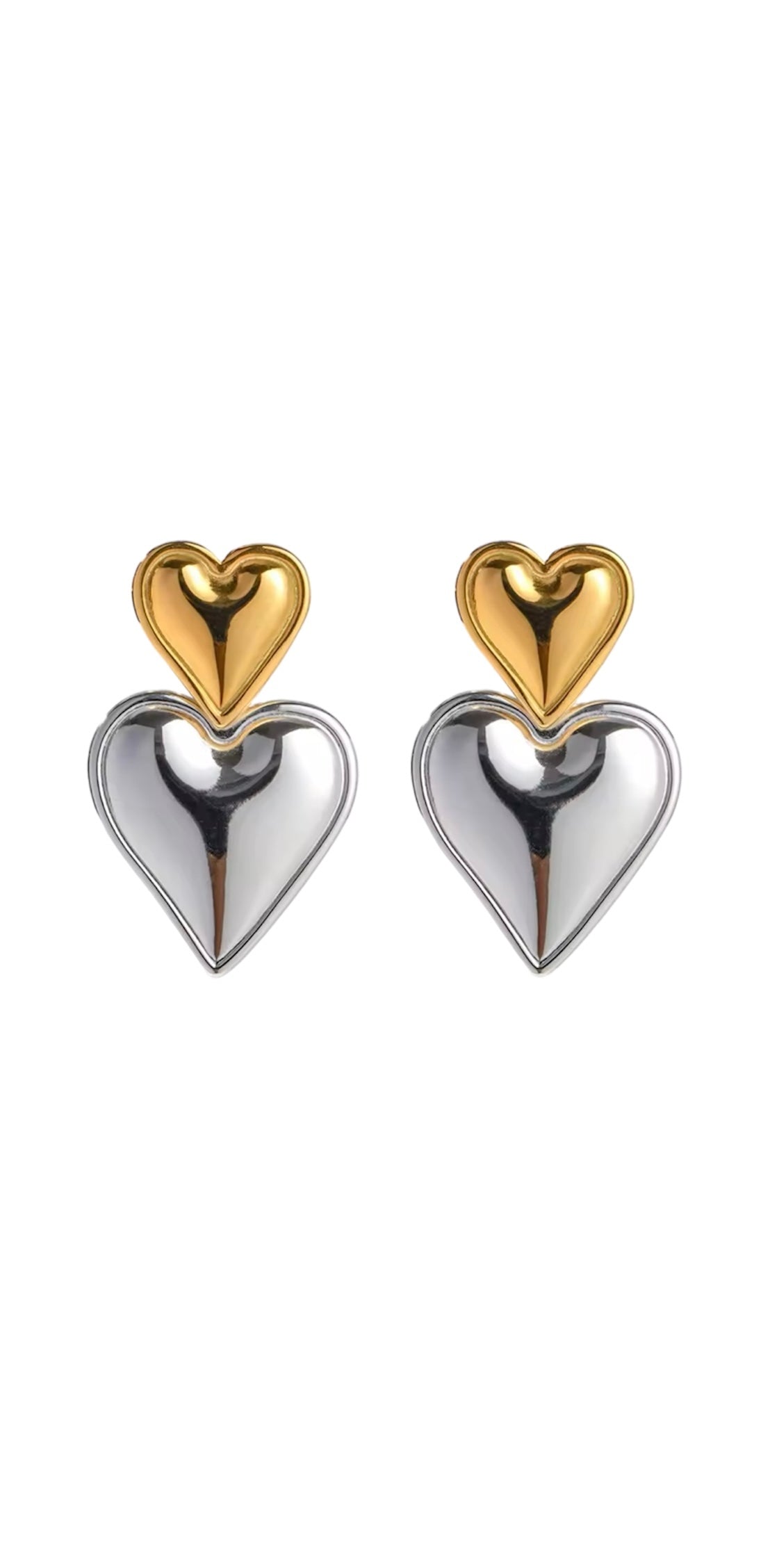 Gold and Silver Heart Earrings - Little Bella Jewels