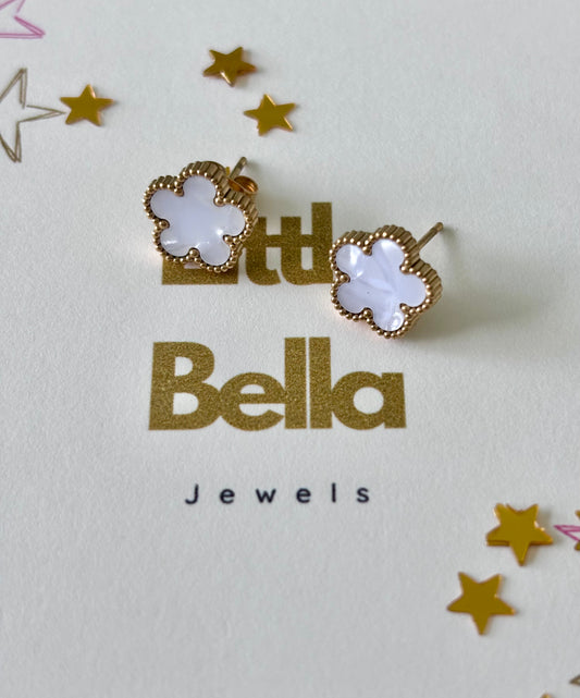 Blossom Flower earrings,White - Little Bella Jewels