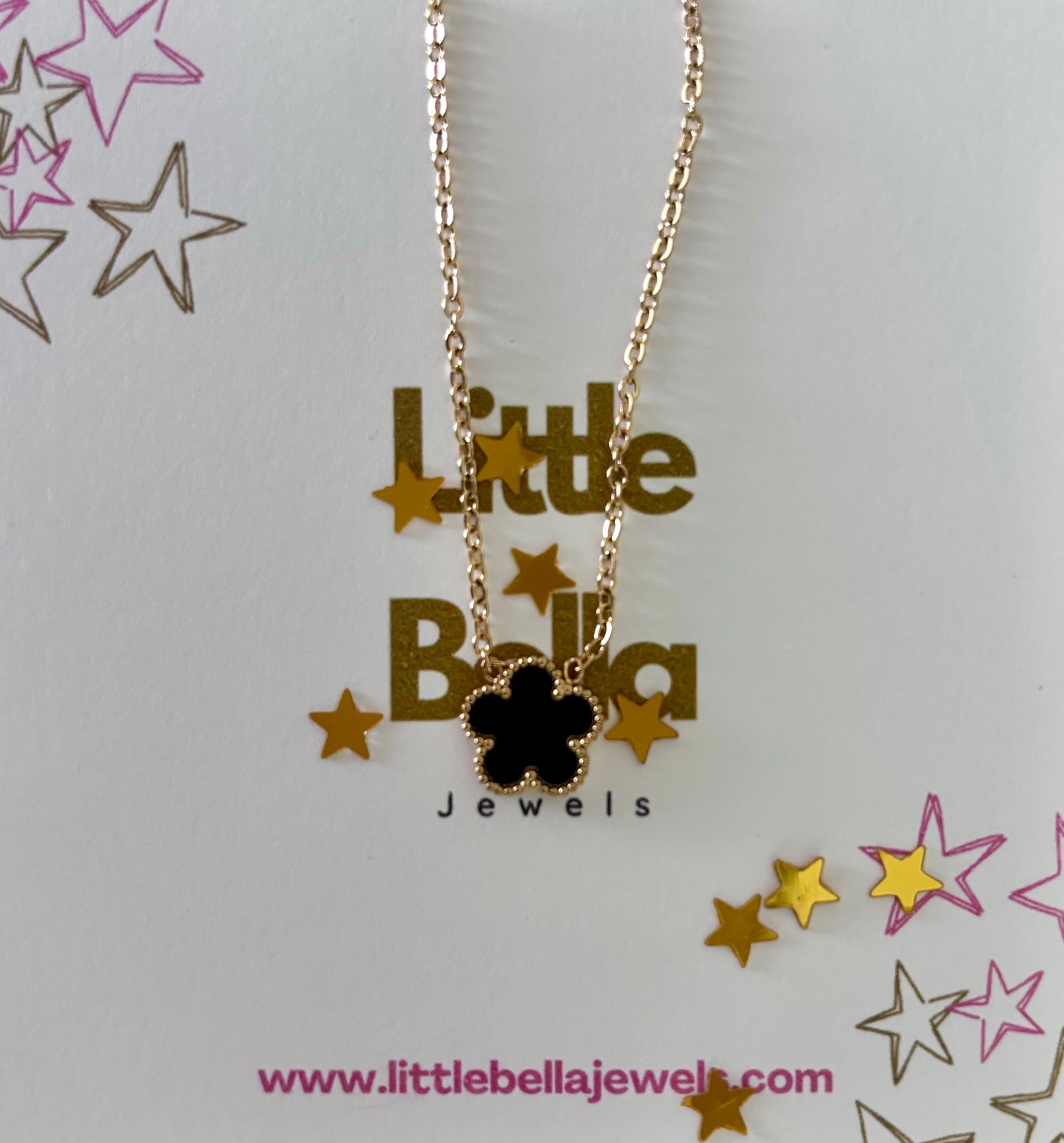 Blossom Flower Necklace, Black - Little Bella Jewels