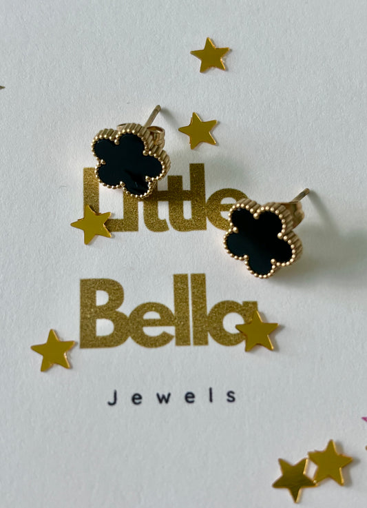 Blossom Flower earrings, Black - Little Bella Jewels