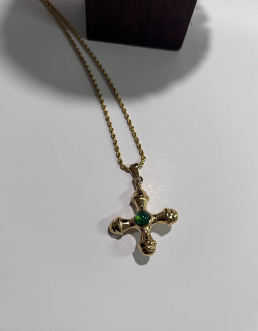 Emerald Cross Necklace - Little Bella Jewels