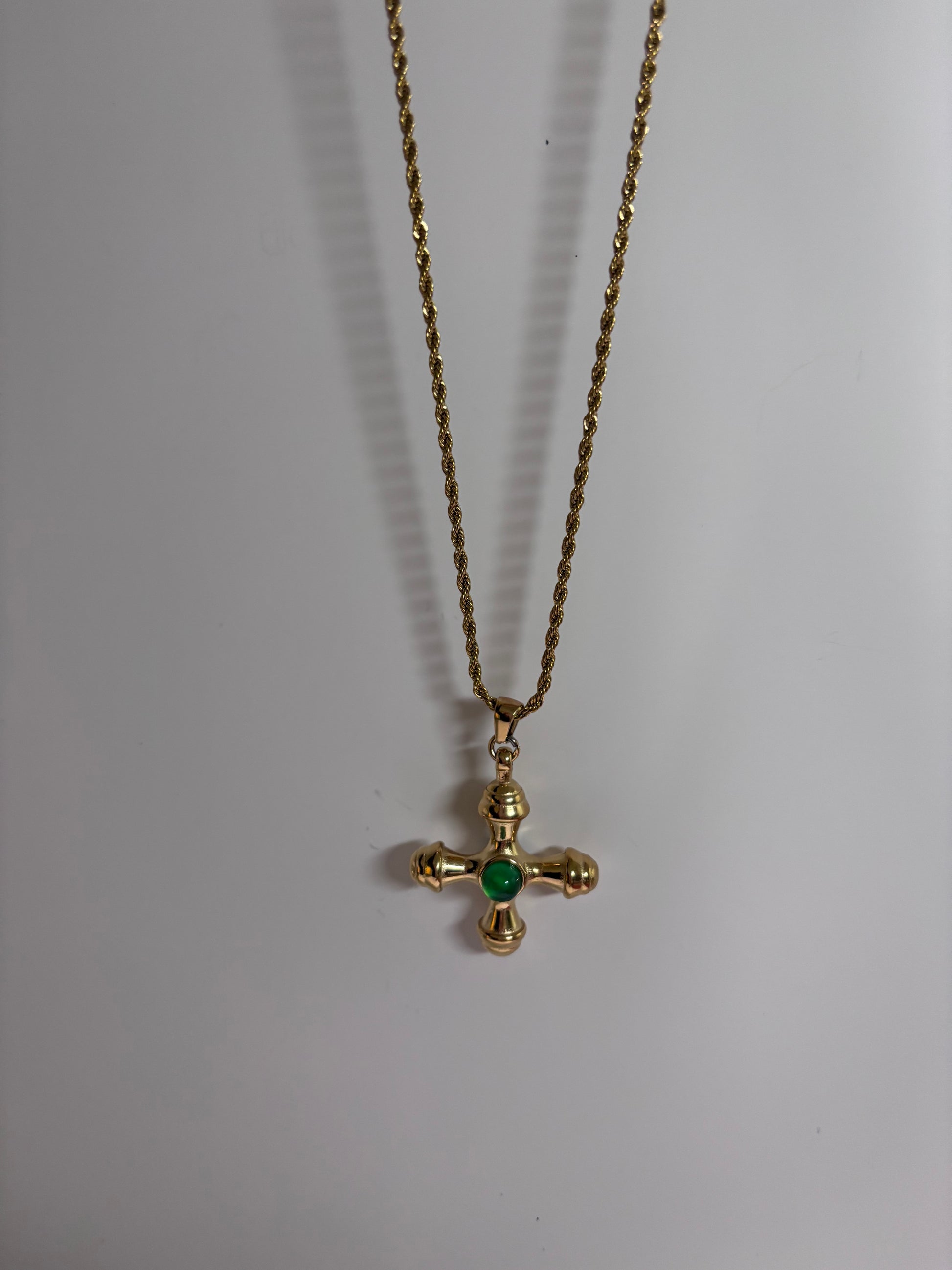 Emerald Cross Necklace - Little Bella Jewels