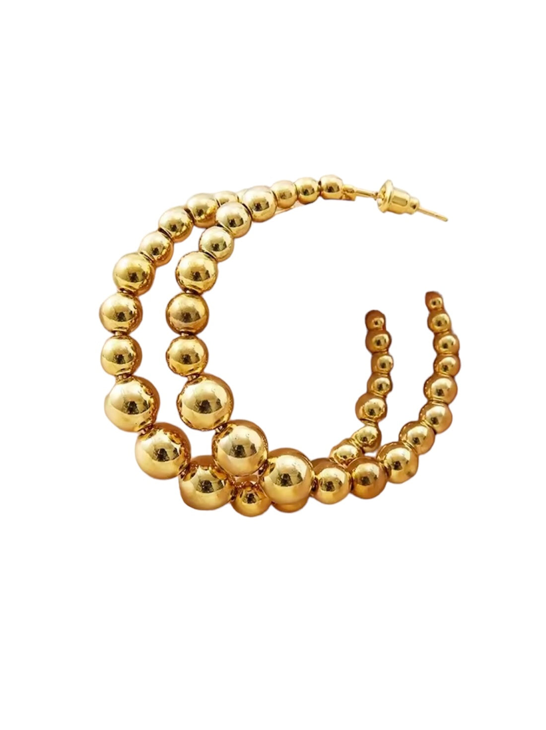 Gold Medium Beaded Hoops - Little Bella Jewels